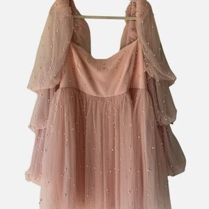 ASOS luxe curve pink tulle babydoll dress pearls size 16 NWTASOS